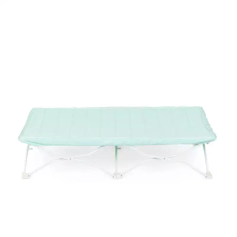 Portable Toddler Cot with Quilted Waterproof Sheet – Metal Frame, Light Green