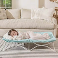 Portable Toddler Cot with Quilted Waterproof Sheet – Metal Frame, Light Green