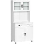 HOMCOM 67 Buffet with Hutch, Modern Kitchen Pantry, Freestanding Storage Cabinet with Framed Glass Doors, Shelves and Drawers