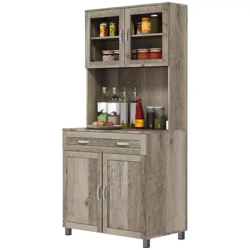 HOMCOM 67 Buffet with Hutch, Modern Kitchen Pantry, Freestanding Storage Cabinet with Framed Glass Doors, Shelves and Drawers