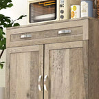Credenza da 67" con Vetrinetta – Mobile Dispensa da Cucina Moderno Indipendente con Ante in Vetro