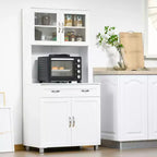 Credenza da 67" con Vetrinetta – Mobile Dispensa da Cucina Moderno Indipendente con Ante in Vetro