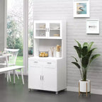 Credenza da 67" con Vetrinetta – Mobile Dispensa da Cucina Moderno Indipendente con Ante in Vetro