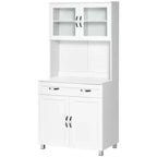 Credenza da 67" con Vetrinetta – Mobile Dispensa da Cucina Moderno Indipendente con Ante in Vetro
