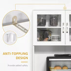 Credenza da 67" con Vetrinetta – Mobile Dispensa da Cucina Moderno Indipendente con Ante in Vetro