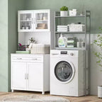 Credenza da 67" con Vetrinetta – Mobile Dispensa da Cucina Moderno Indipendente con Ante in Vetro