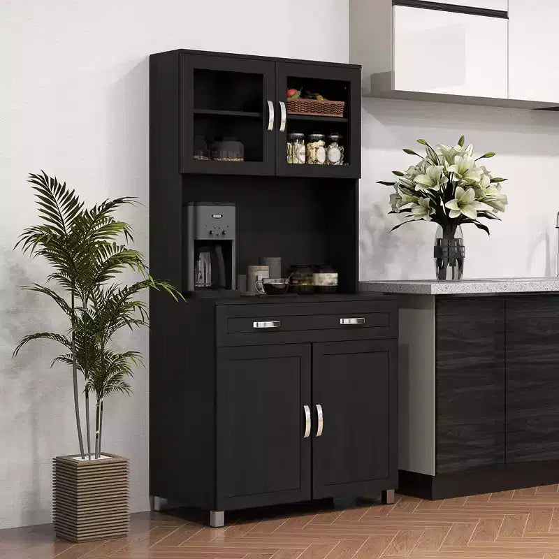 HOMCOM 67 Buffet with Hutch, Modern Kitchen Pantry, Freestanding Storage Cabinet with Framed Glass Doors, Shelves and Drawers
