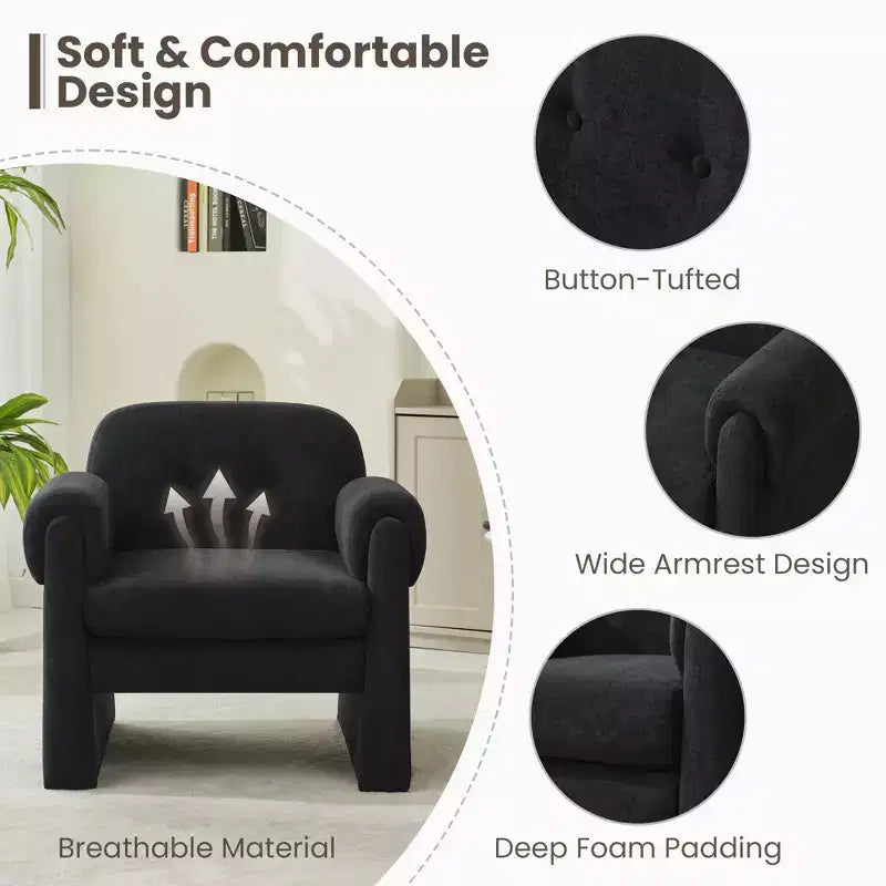 Hyleory 33.07'' Downy Fluffy Cloud Upholstered Accent Chair,Armchair for Bedroom Reception Area Reading Room Living Room(set of 2)