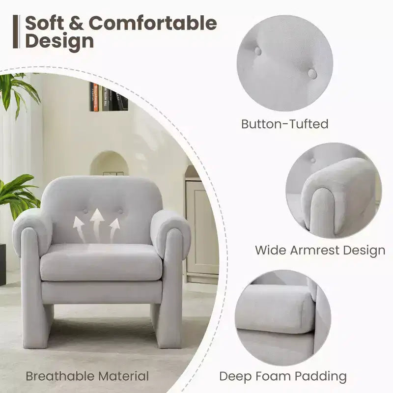 Hyleory 33.07'' Downy Fluffy Cloud Upholstered Accent Chair,Armchair for Bedroom Reception Area Reading Room Living Room(set of 2)