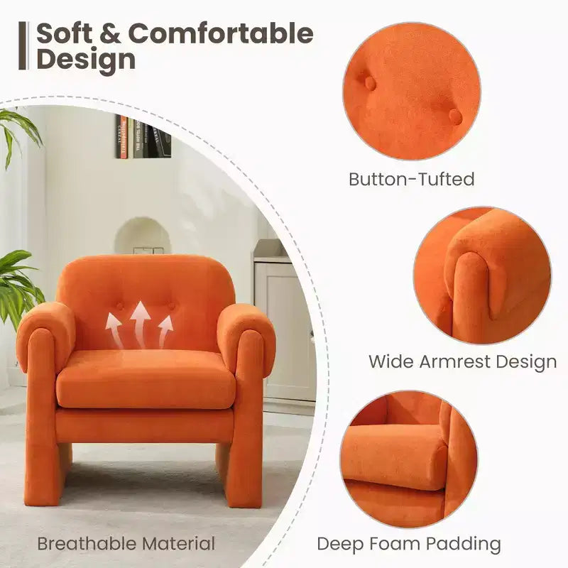 Hyleory 33.07'' Downy Fluffy Cloud Upholstered Accent Chair,Armchair for Bedroom Reception Area Reading Room Living Room(set of 2)