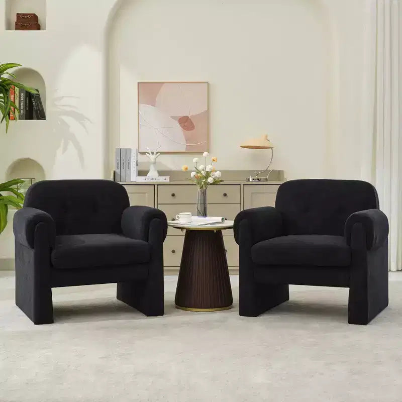 Hyleory 33.07'' Downy Fluffy Cloud Upholstered Accent Chair,Armchair for Bedroom Reception Area Reading Room Living Room(set of 2)