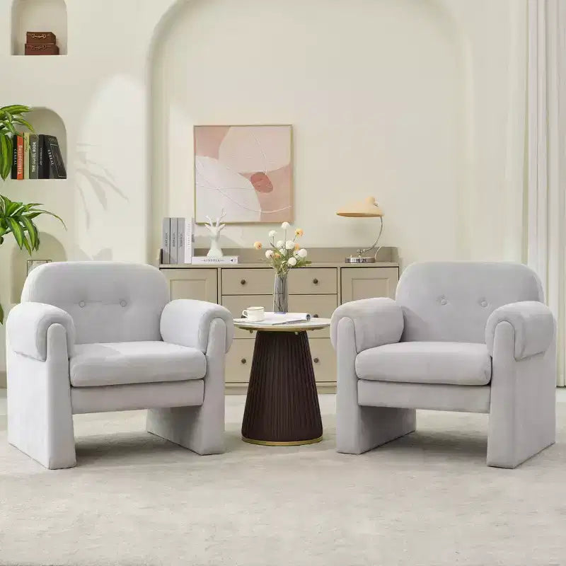 Hyleory 33.07'' Downy Fluffy Cloud Upholstered Accent Chair,Armchair for Bedroom Reception Area Reading Room Living Room(set of 2)