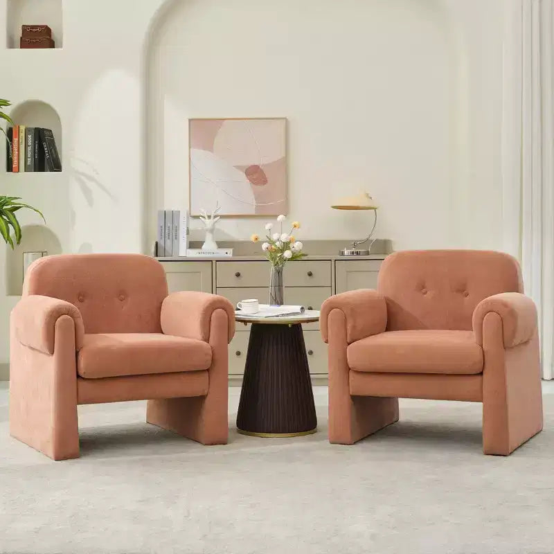 Hyleory 33.07'' Downy Fluffy Cloud Upholstered Accent Chair,Armchair for Bedroom Reception Area Reading Room Living Room(set of 2)