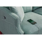 Divano a tre posti grigio chiaro in poliestere da 81 cm L x 178 cm H con tessuto impermeabile e porta di ricarica USB