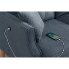 Divano a tre posti grigio chiaro in poliestere da 81 cm L x 178 cm H con tessuto impermeabile e porta di ricarica USB
