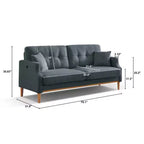 Divano a tre posti grigio chiaro in poliestere da 81 cm L x 178 cm H con tessuto impermeabile e porta di ricarica USB
