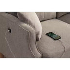 Divano a tre posti grigio chiaro in poliestere da 81 cm L x 178 cm H con tessuto impermeabile e porta di ricarica USB