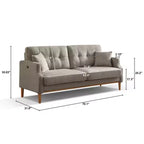 Divano a tre posti grigio chiaro in poliestere da 81 cm L x 178 cm H con tessuto impermeabile e porta di ricarica USB