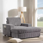 Chaise longue da interno oversize: Divano letto in finta pelliccia di coniglio con contenitore, braccioli, portabicchieri - Divano perfetto per la lettura in soggiorno o camera da letto