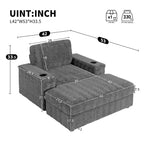 Chaise longue da interno oversize: Divano letto in finta pelliccia di coniglio con contenitore, braccioli, portabicchieri - Divano perfetto per la lettura in soggiorno o camera da letto