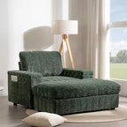 Chaise longue da interno oversize: Divano letto in finta pelliccia di coniglio con contenitore, braccioli, portabicchieri - Divano perfetto per la lettura in soggiorno o camera da letto