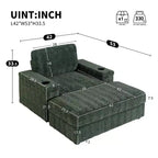 Chaise longue da interno oversize: Divano letto in finta pelliccia di coniglio con contenitore, braccioli, portabicchieri - Divano perfetto per la lettura in soggiorno o camera da letto