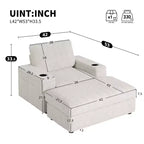 Chaise longue da interno oversize: Divano letto in finta pelliccia di coniglio con contenitore, braccioli, portabicchieri - Divano perfetto per la lettura in soggiorno o camera da letto