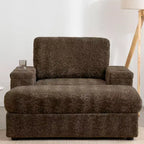 Chaise longue da interno oversize: Divano letto in finta pelliccia di coniglio con contenitore, braccioli, portabicchieri - Divano perfetto per la lettura in soggiorno o camera da letto
