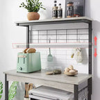 Scaffale Porta Forno a Microonde Regolabile in Altezza con Ante, Ganci e Ruote