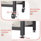 Scaffale Porta Forno a Microonde Regolabile in Altezza con Ante, Ganci e Ruote