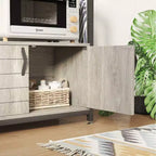 Scaffale Porta Forno a Microonde Regolabile in Altezza con Ante, Ganci e Ruote