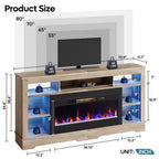 Mobile TV Alto con Camino Elettrico da 36" e Luci LED RGB per TV Fino a 80"