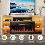 Mobile TV Alto con Camino Elettrico da 36" e Luci LED RGB per TV Fino a 80"