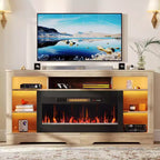 Mobile TV Alto con Camino Elettrico da 36" e Luci LED RGB per TV Fino a 80"