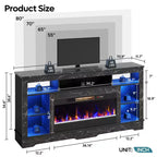 Mobile TV Alto con Camino Elettrico da 36" e Luci LED RGB per TV Fino a 80"