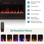 Mobile TV Alto con Camino Elettrico da 36" e Luci LED RGB per TV Fino a 80"