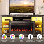 Mobile TV Alto con Camino Elettrico da 36" e Luci LED RGB per TV Fino a 80"