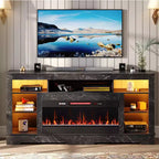 Mobile TV Alto con Camino Elettrico da 36" e Luci LED RGB per TV Fino a 80"