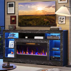 Bestier Tall Fireplace TV Stand with 36 Fireplace, 34.6 High LED Entertainment Center for TVs Up to 80