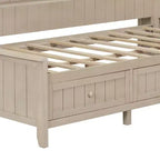 Daybed in Legno per Materasso Singolo con Mensole e 3 Cassetti