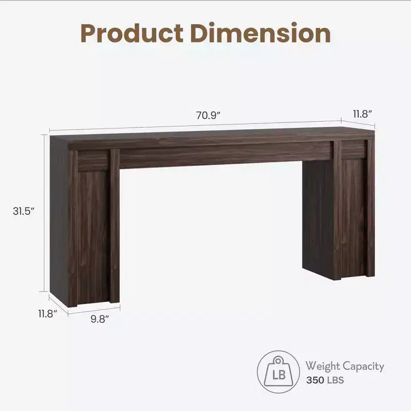 70.8 Modern Console Table,Thick Wood Design Hall & Sofa Table for Entryway, Living Room Behind Couch