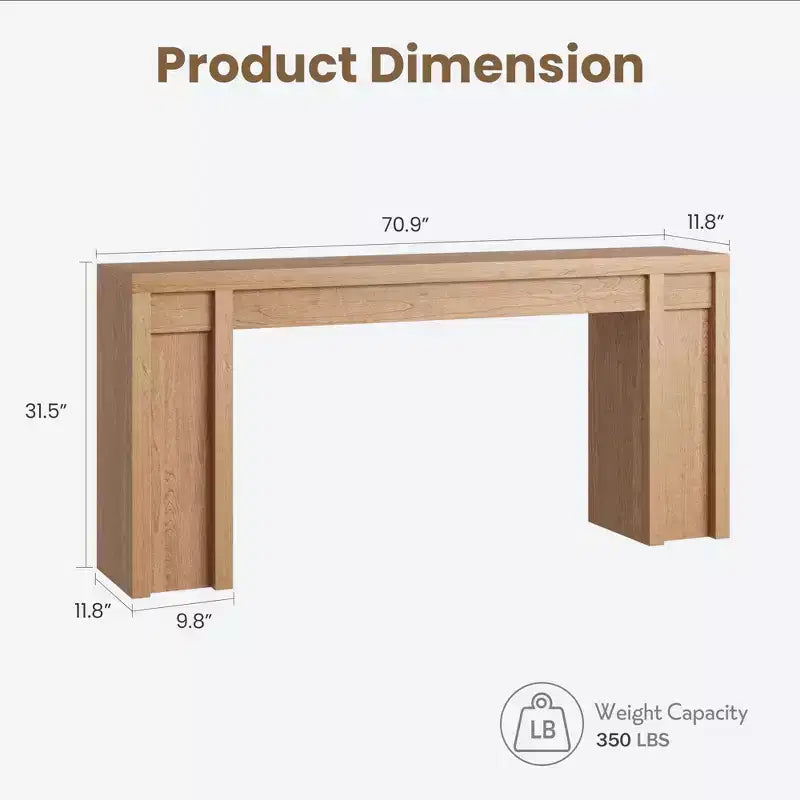 70.8 Modern Console Table,Thick Wood Design Hall & Sofa Table for Entryway, Living Room Behind Couch