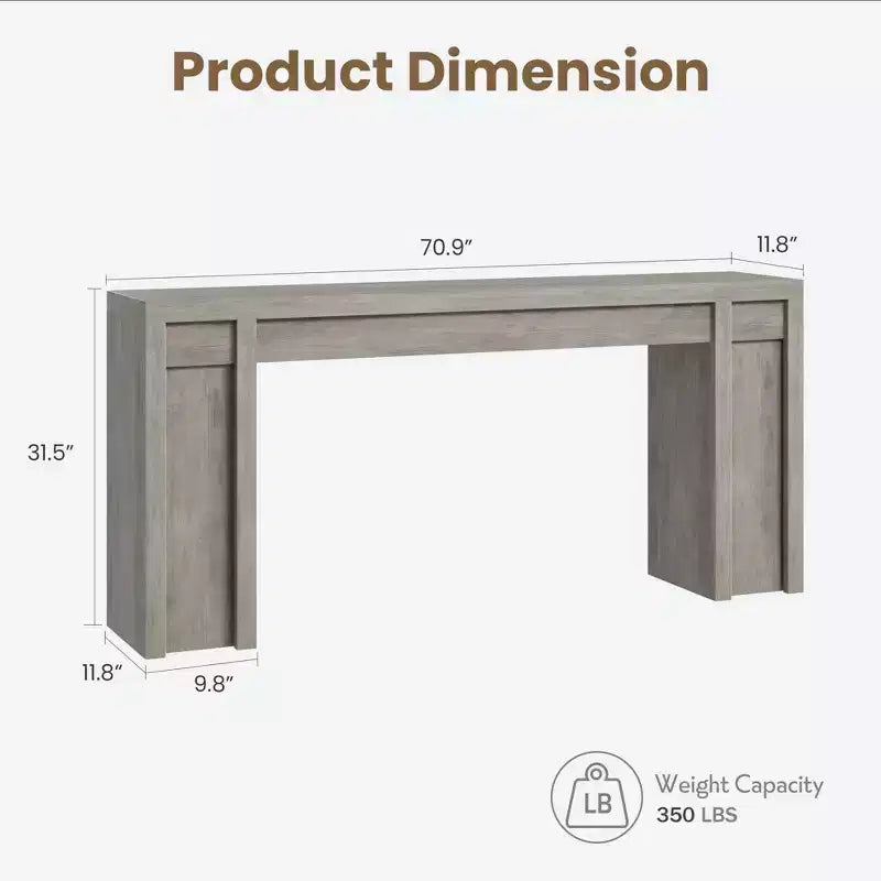 70.8 Modern Console Table,Thick Wood Design Hall & Sofa Table for Entryway, Living Room Behind Couch