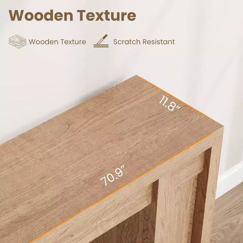 70.8 Modern Console Table,Thick Wood Design Hall & Sofa Table for Entryway, Living Room Behind Couch