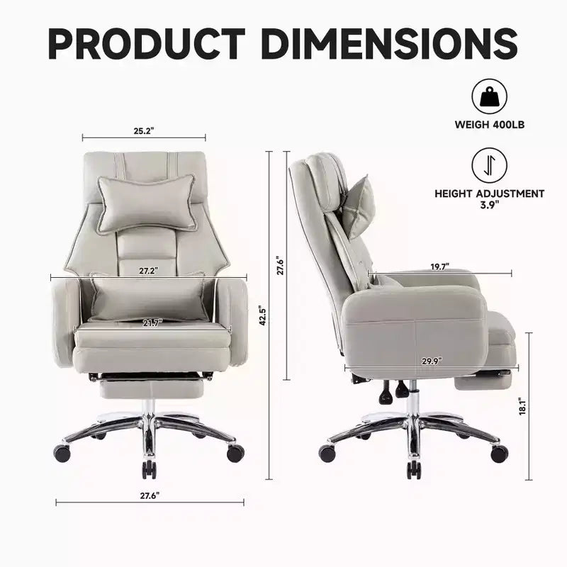 360° Swivel Ergonomic Recliner Office Chair with Footrest, Headrest & Lumbar Pillow