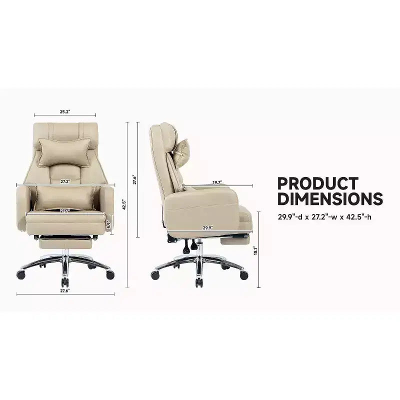 360° Swivel Ergonomic Recliner Office Chair with Footrest, Headrest & Lumbar Pillow