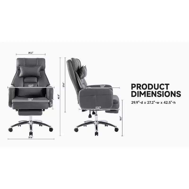 360° Swivel Ergonomic Recliner Office Chair with Footrest, Headrest & Lumbar Pillow