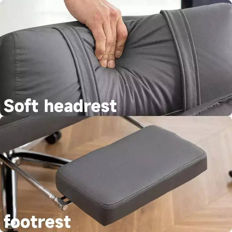 360° Swivel Ergonomic Recliner Office Chair with Footrest, Headrest & Lumbar Pillow