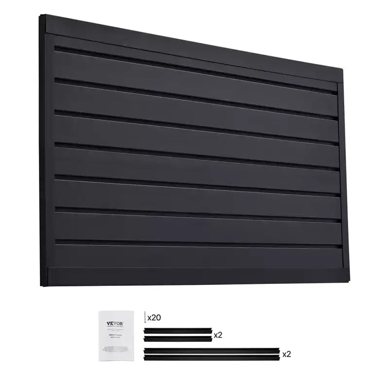 VEVOR Slat Wall Paneling, 2 x 4 ft, PVC Garage Slatwall with Modular Design, Black Slat Wall Easy-to-Install Adjustable Slatwall Panel, Black