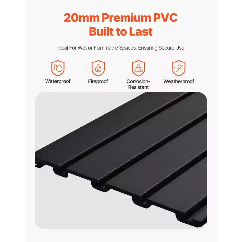 2x4 ft PVC Garage Slat Wall Panel – Black, Modular & Easy-to-Install